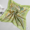 Real Silk Satin Flowers  Multicolor Small Square Scarves, Stewardess Scarf